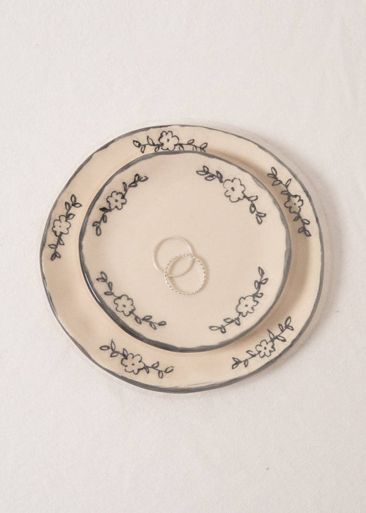 Black Floral Catchall Dish