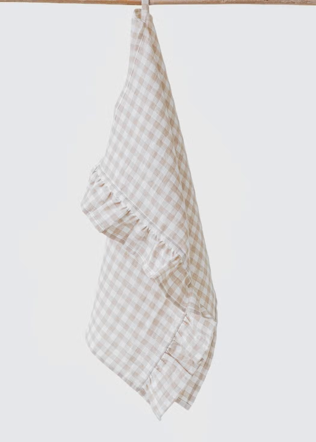 Gingham Ruffle Trim Linen Towel