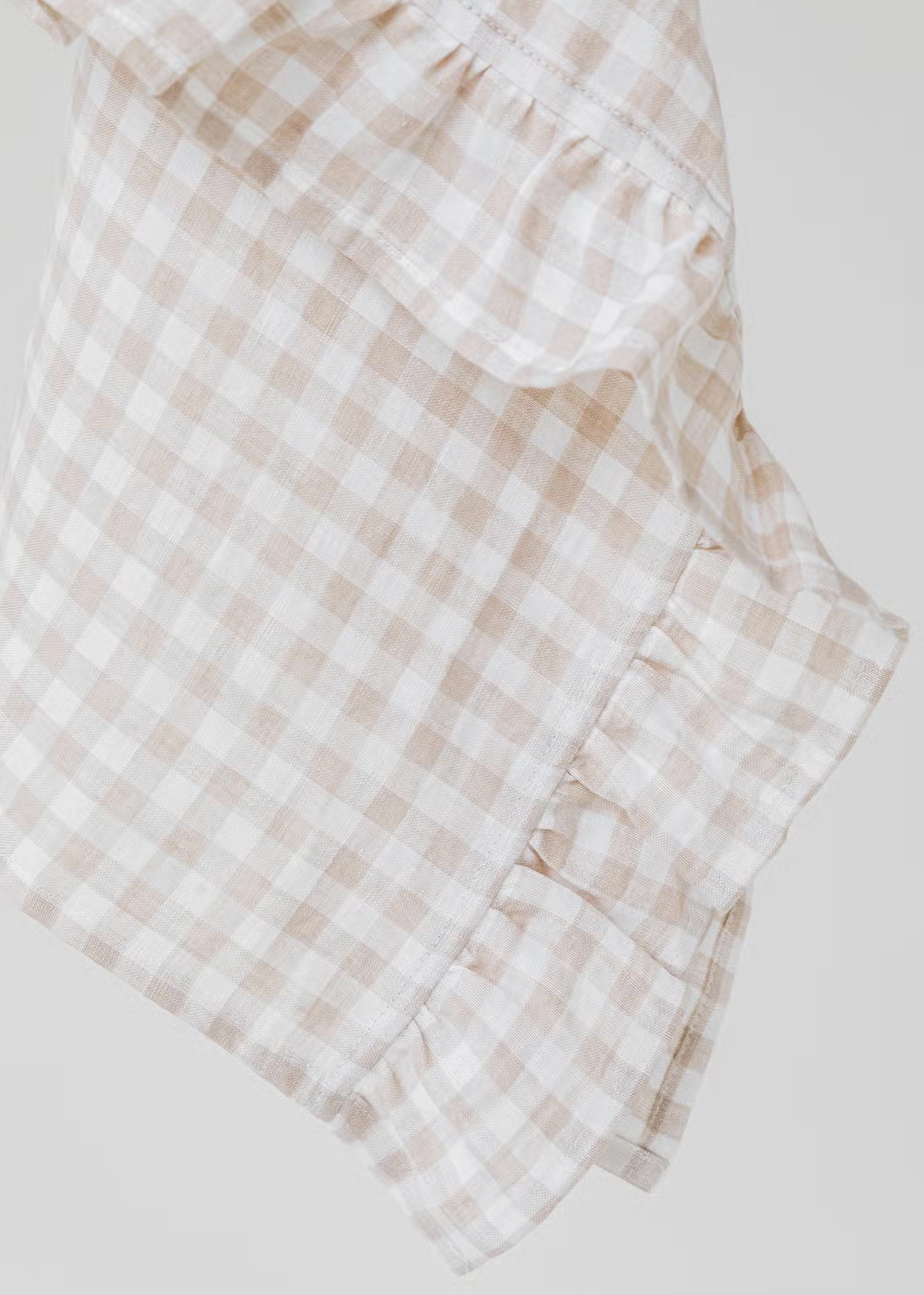 Gingham Ruffle Trim Linen Towel