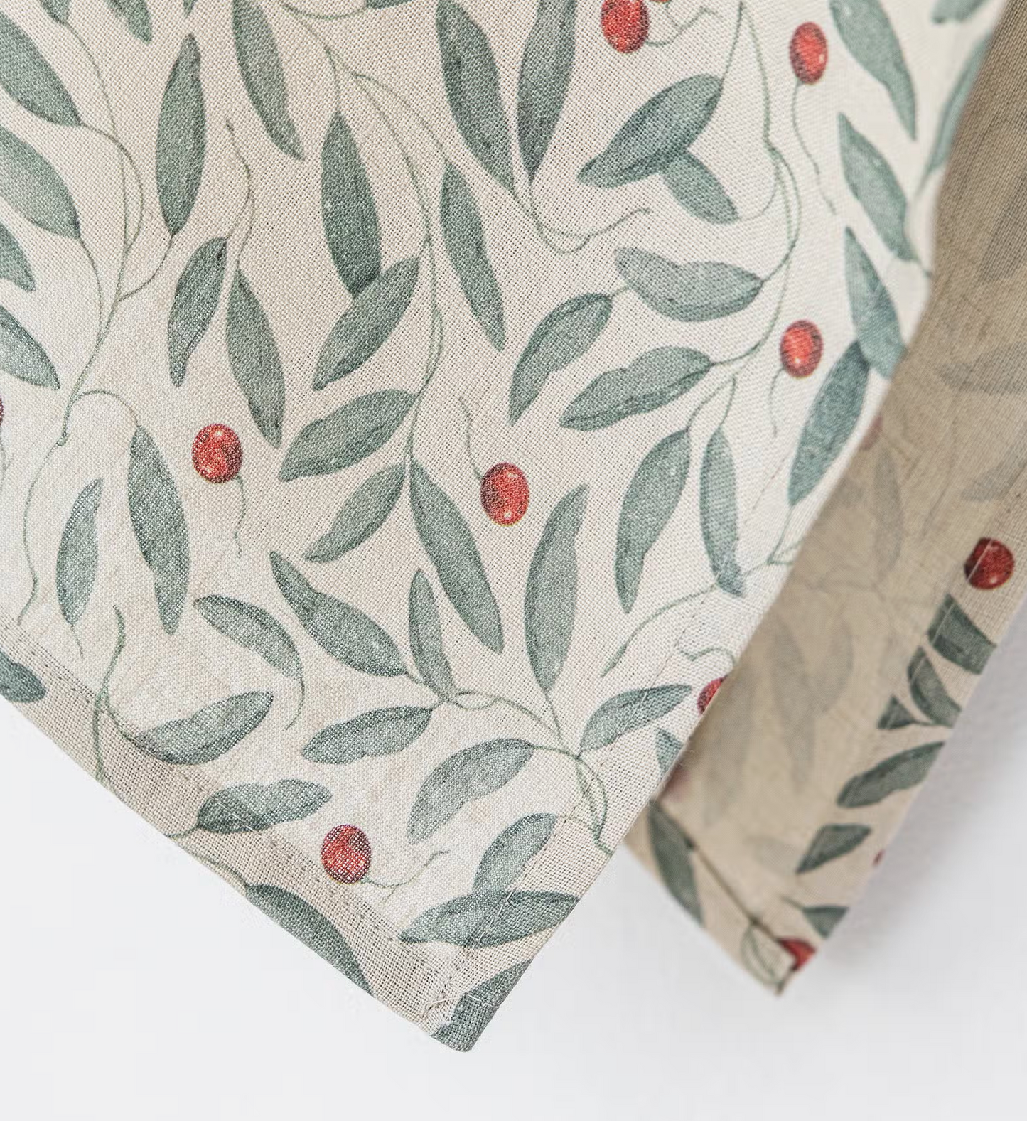 Linen Mistletoe Print Towel