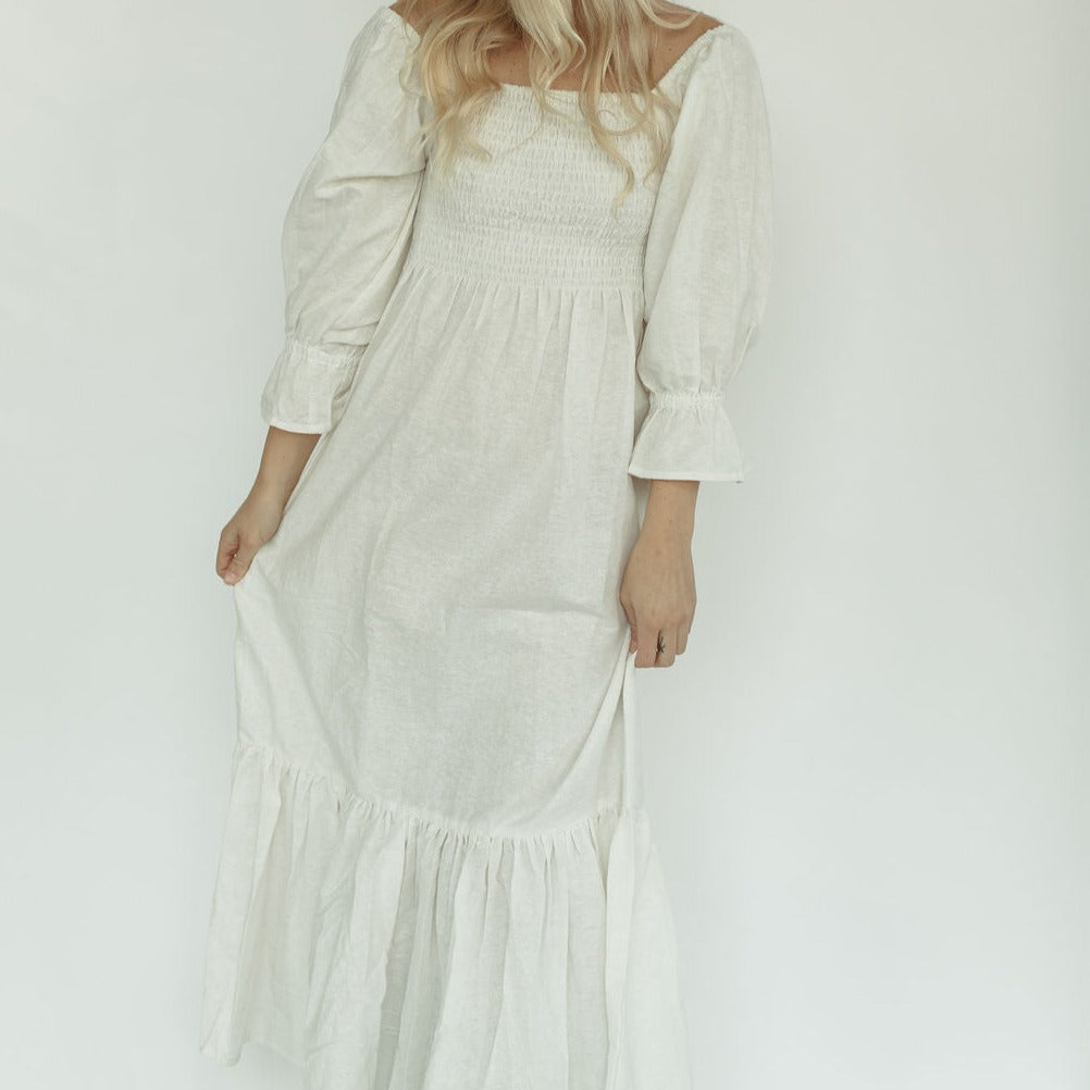 Almeria Smocked Midi Dress