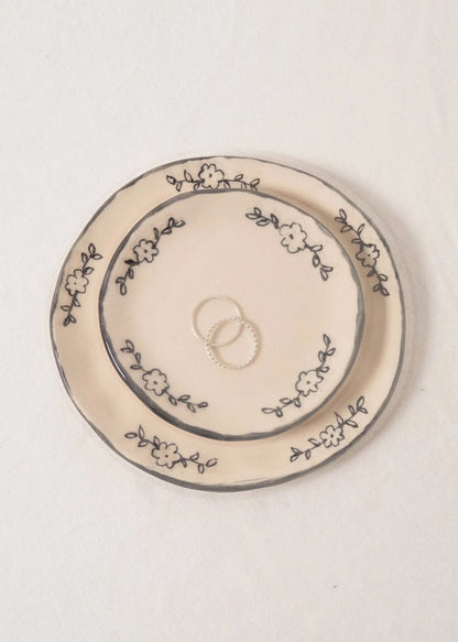 Black Floral Ring Dish