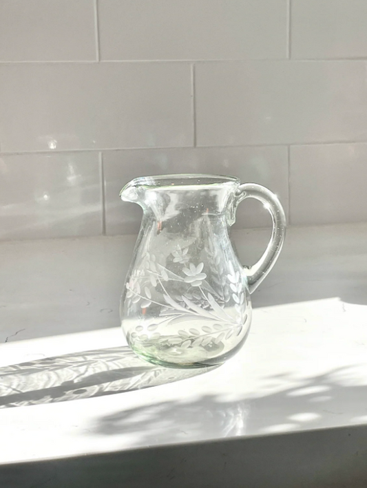 Hand-Etched Blown Pitcher