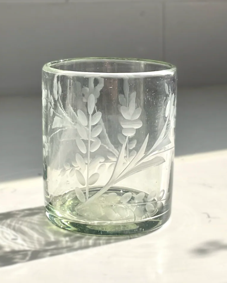 Hand-Etched Tumbler Glass
