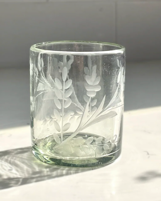 Hand-Etched Tumbler Glass